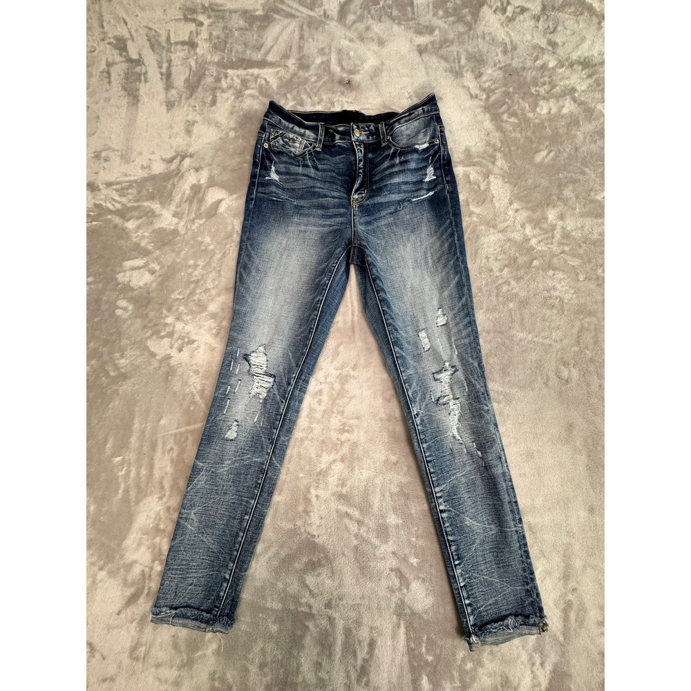 Buckle Women's Skinny Jeans - Distressed Blue